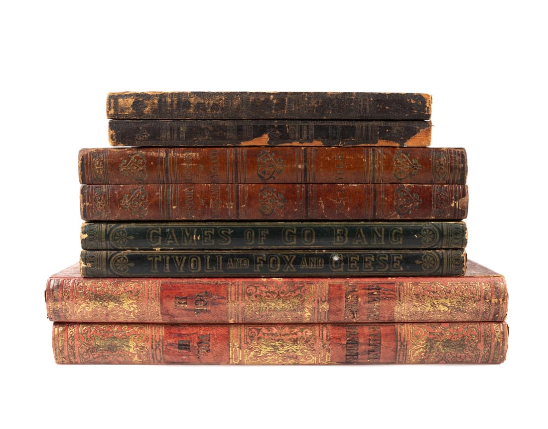 FOUR 19TH/20TH C. FAUX BOOK GAME BOARDS (1 of 8)