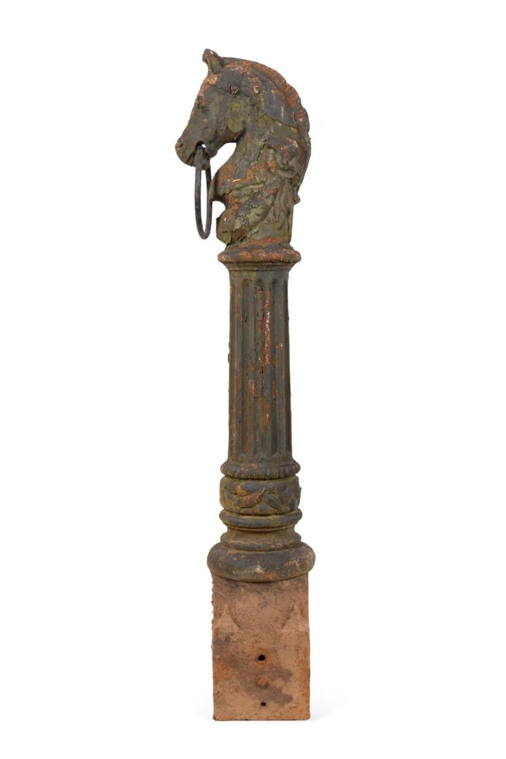 19th C. Cast Iron Horse Head Hitching Post Auction
