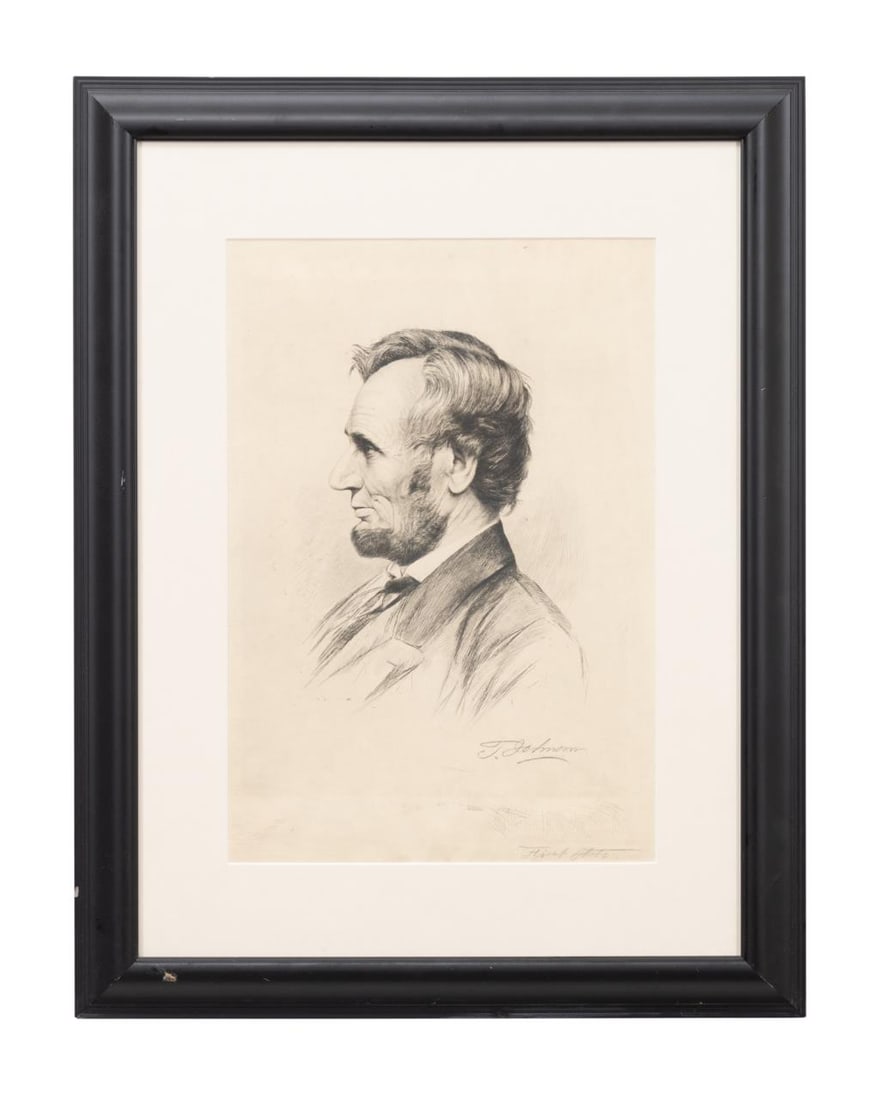 THOMAS JOHNSON 'ABRAHAM LINCOLN' ETCHING ON PAPER (1 of 6)