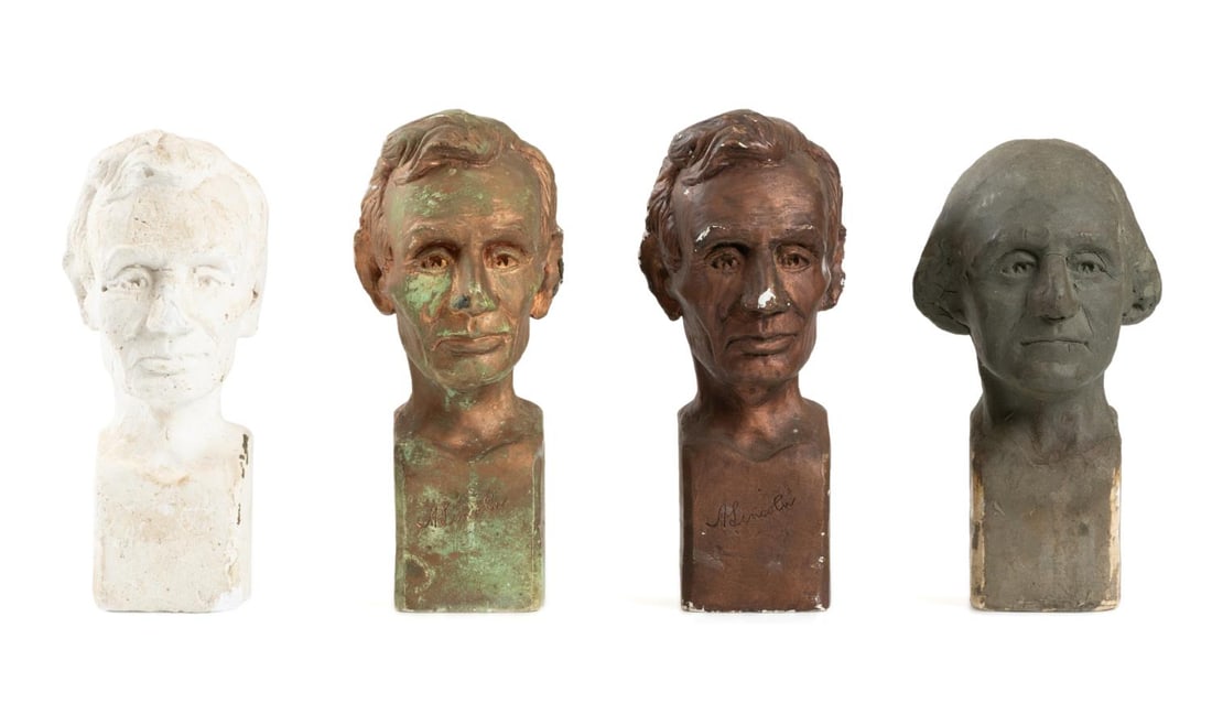 FOUR FRED BENTLEY HANDMADE BUST SCULPTURES (1 of 11)