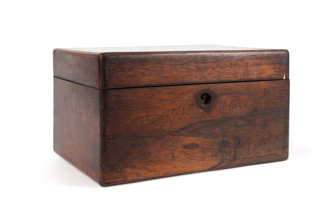 19TH C. ENGLISH ROSEWOOD TRAVEL TOILETRY BOX (1 of 8)