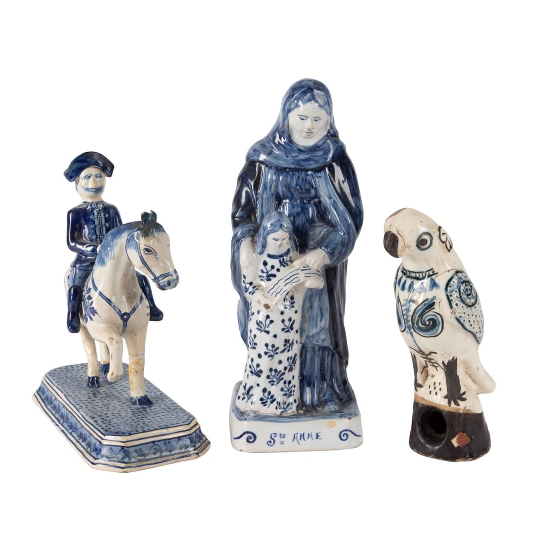 THREE BLUE & WHITE DELFT STYLE FIGURES (1 of 8)