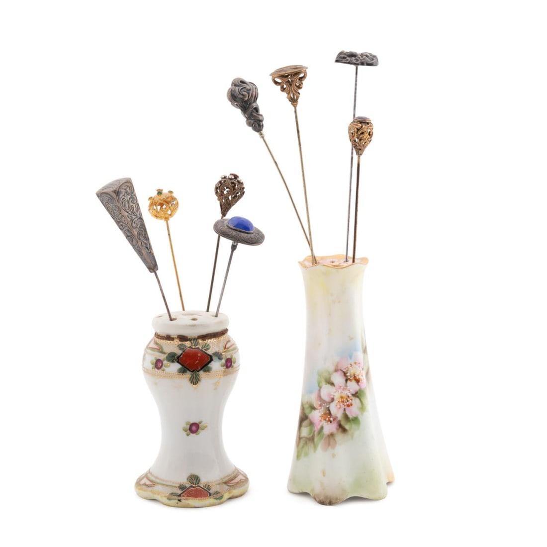 GROUP OF 8 HAT PINS AND 2 HOLDERS (1 of 9)