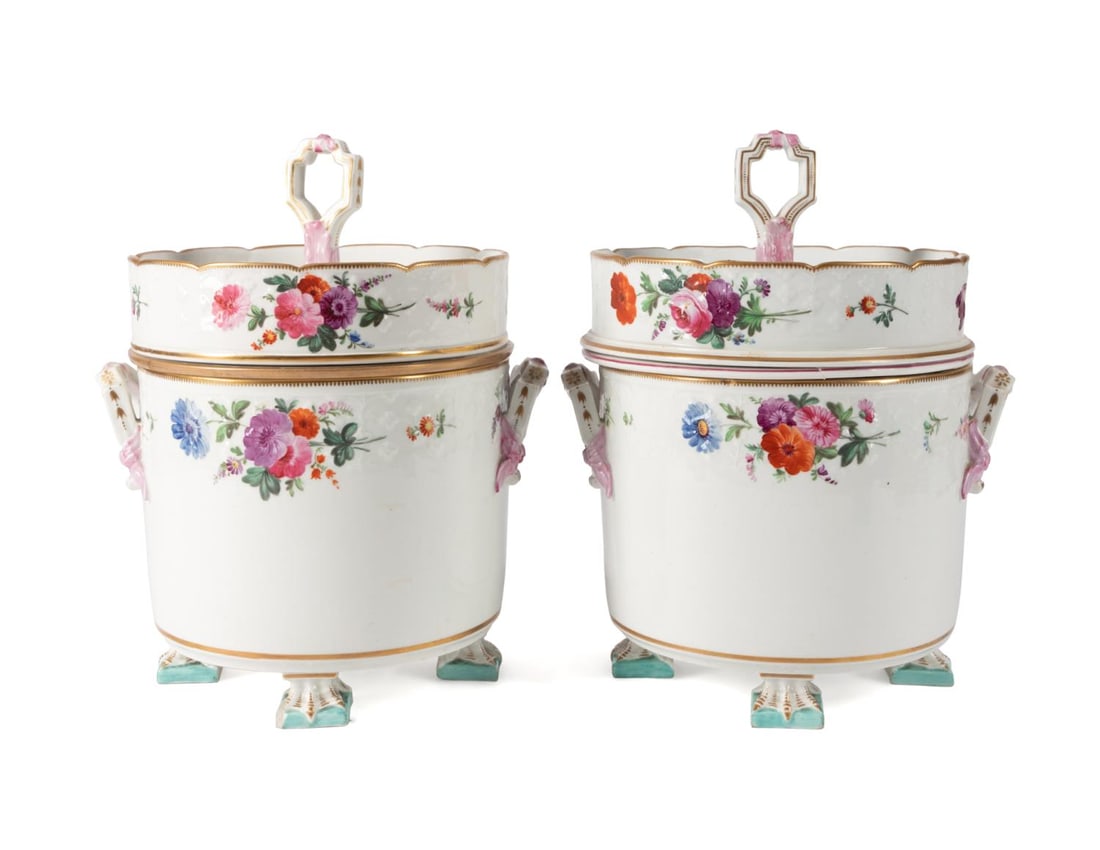 PAIR 19TH C. CONTINENTAL FLORAL FRUIT COOLERS (1 of 11)