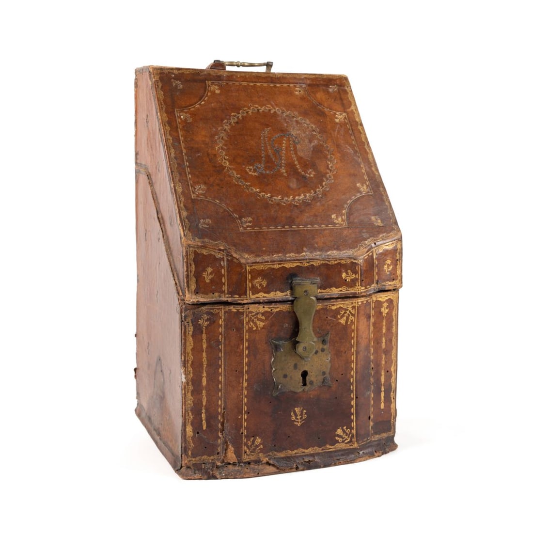 18TH C. CONTINENTAL TOOLED LEATHER LETTER BOX (1 of 8)