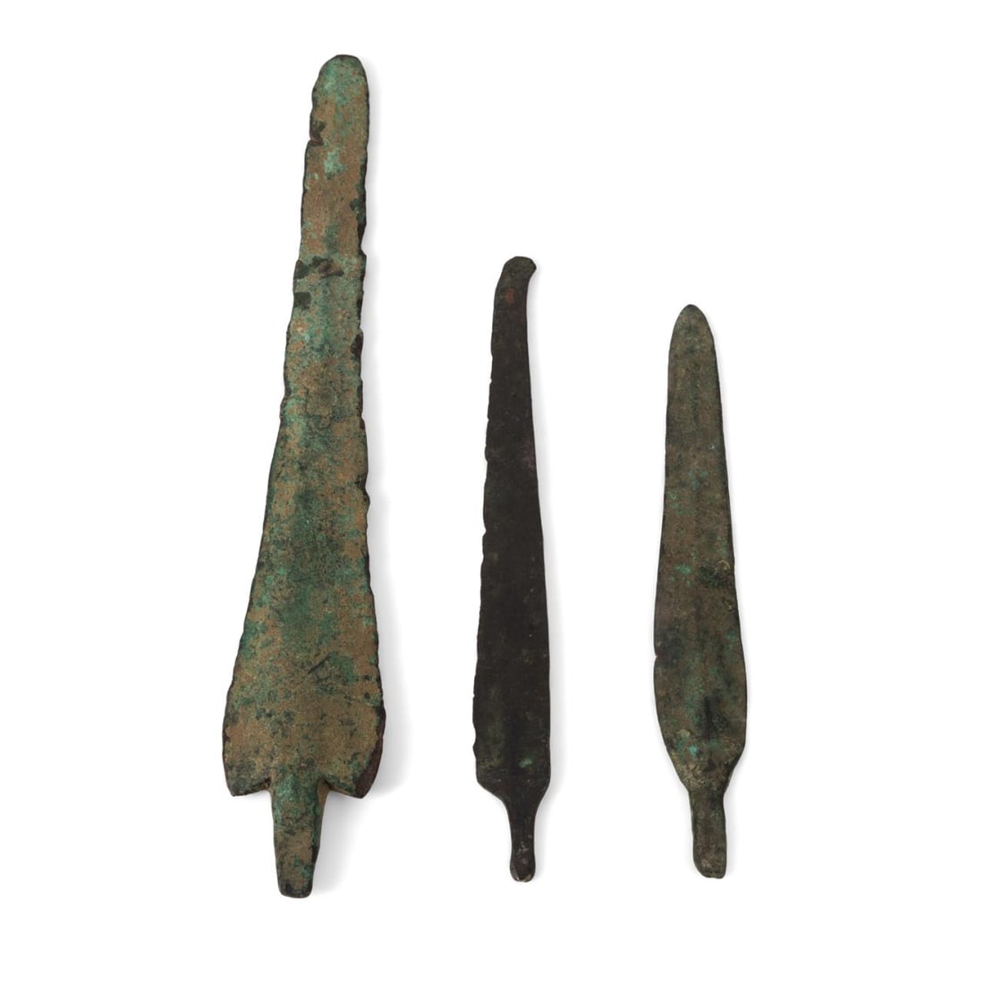 THREE ANCIENT ROMAN BRONZE KNIFE BLADES (1 of 3)