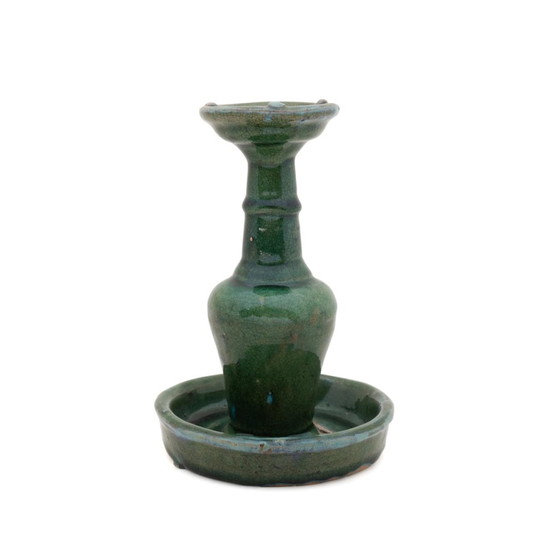 CHINESE BLUE-GREEN GLAZE SHIWAN OIL LAMP (1 of 9)