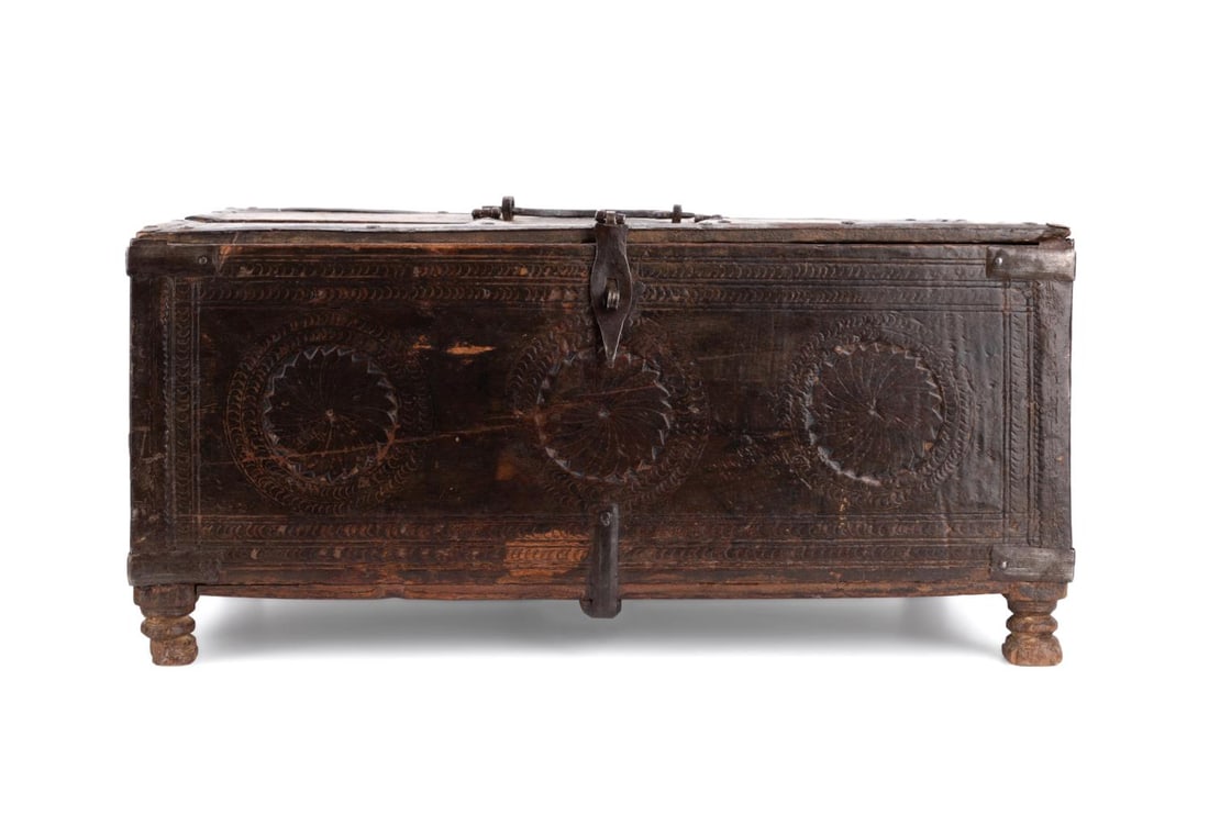 SOUTHEAST ASIAN CARVED WOODEN LOCK BOX (1 of 7)