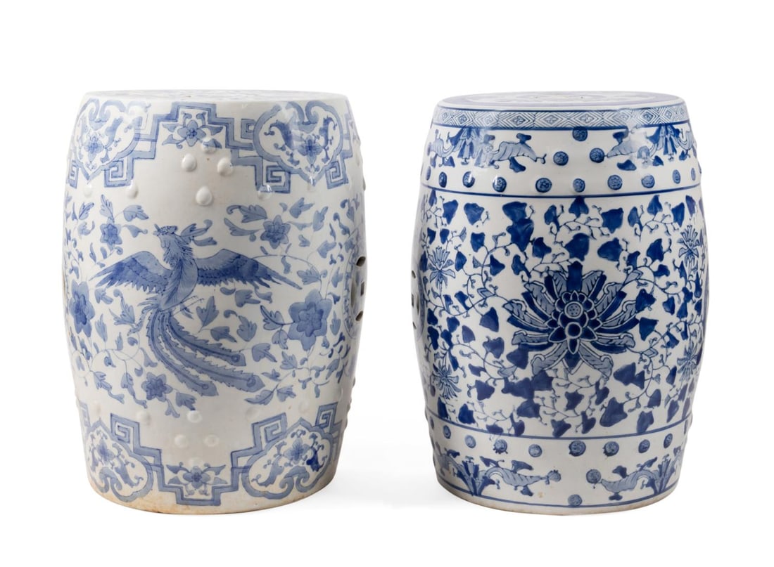 TWO CHINESE BLUE & WHITE GARDEN SEATS (1 of 8)