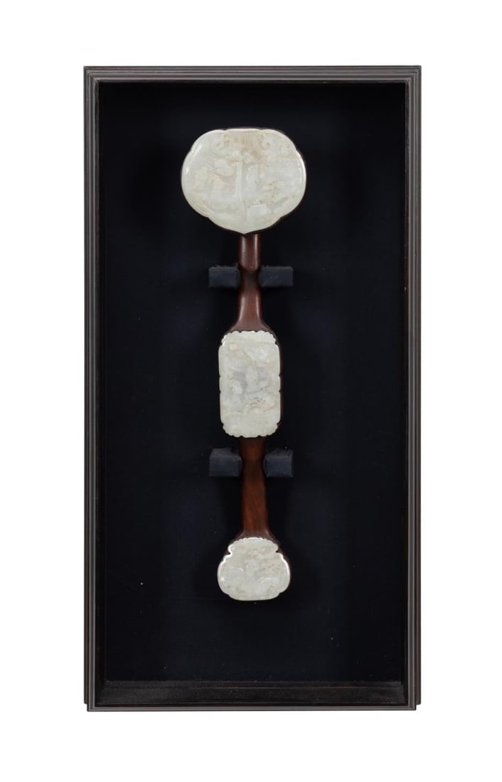 CHINESE ROSEWOOD & JADE RUYI SCEPTER W/ SHADOWBOX (1 of 5)