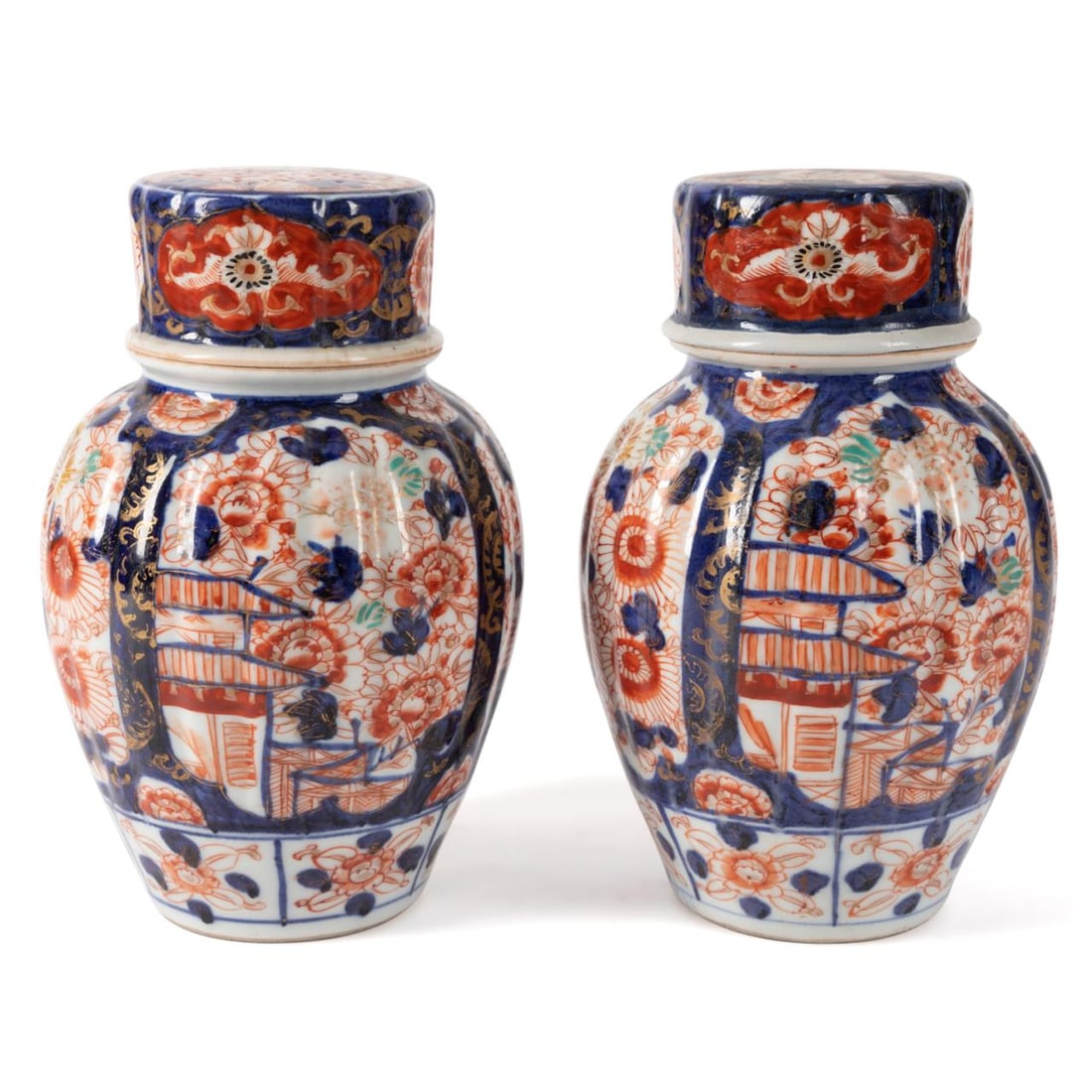 PAIR JAPANESE IMARI LIDDED JARS (1 of 10)
