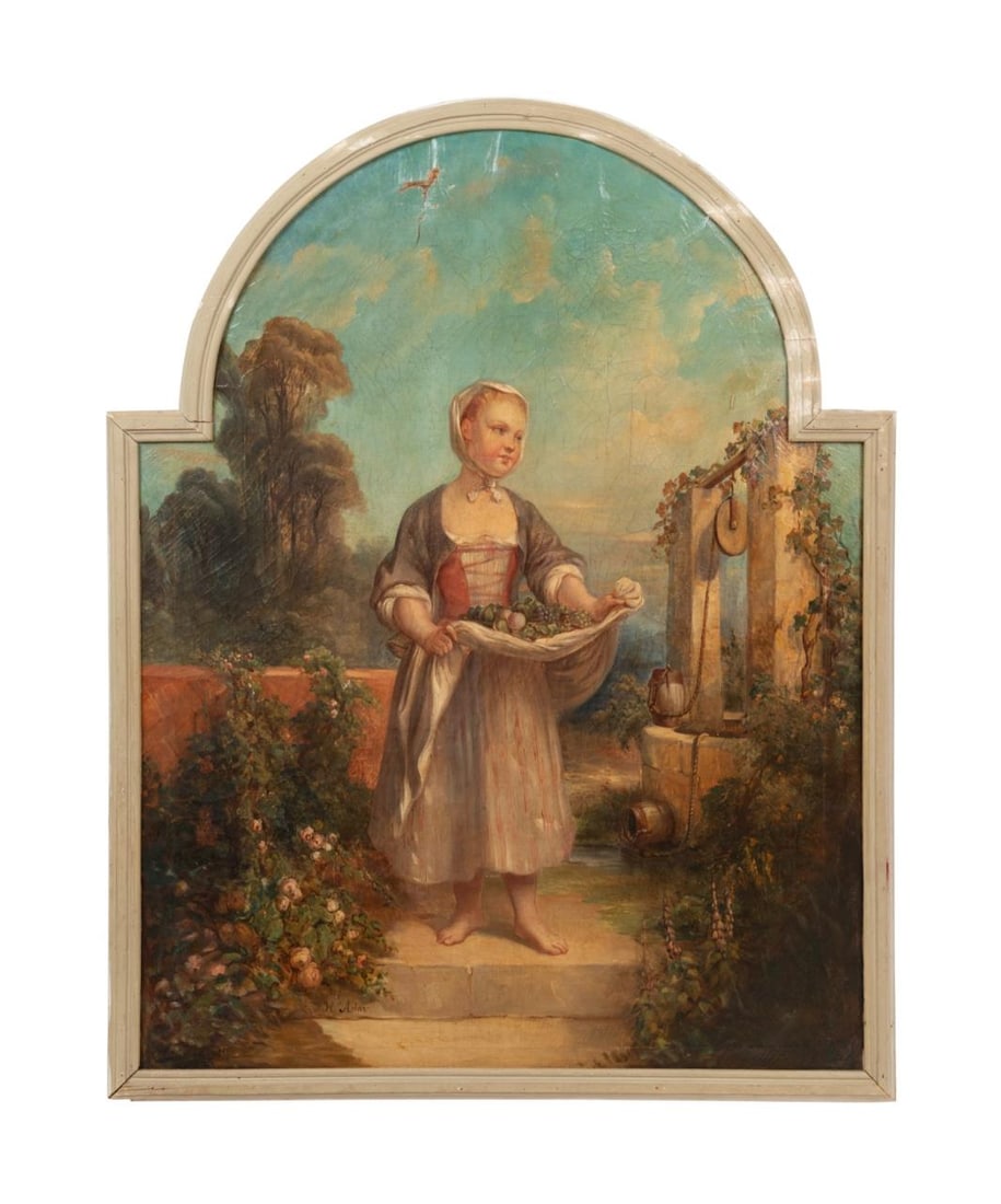 HIPPOLYTE ADAM 'GIRL AT WELL' OIL ON CANVAS (1 of 7)