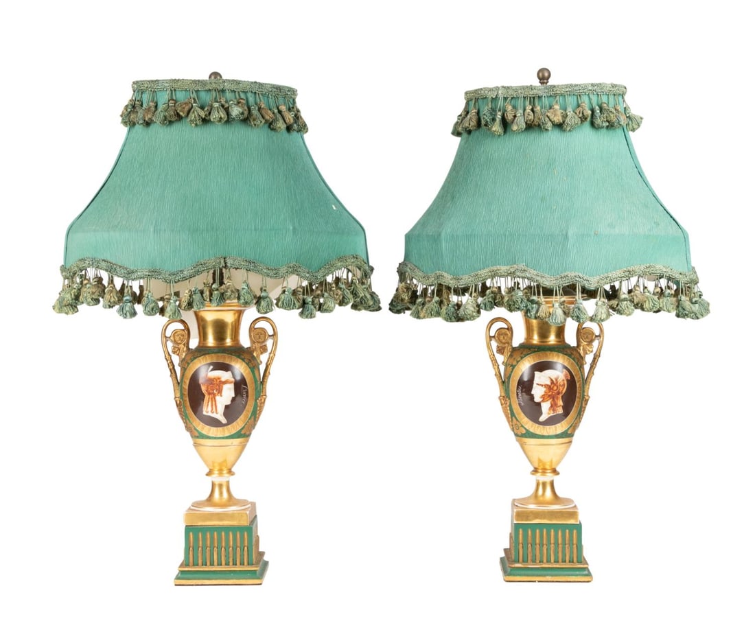 PR 19TH C. PARIS PORCELAIN VASES MOUNTED AS LAMPS (1 of 7)