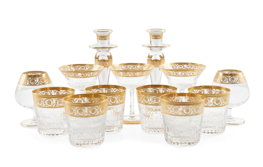 13PCS ST. LOUIS 'THISTLE' CRYSTAL TABLE ARTICLES (1 of 8)