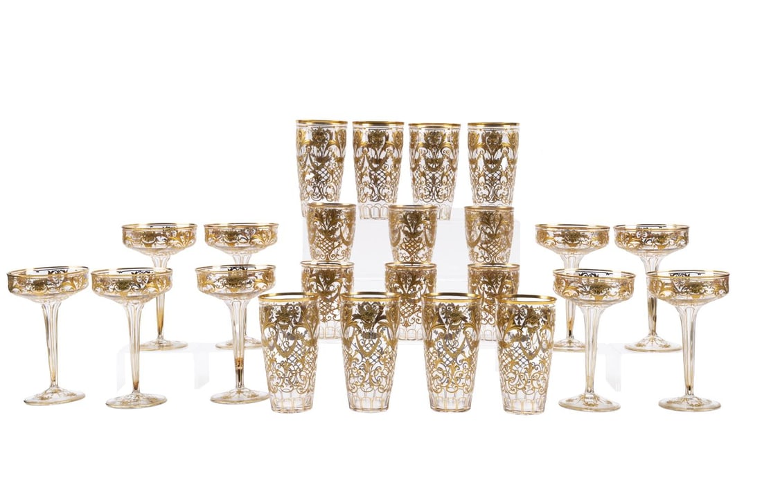 23PCS ST. LOUIS STYLE GILT CRYSTAL BARWARE (1 of 10)