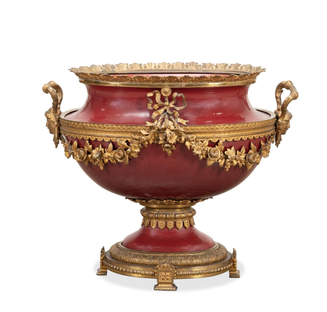 LOUIS XVI STYLE ORMOLU AND PORCELAIN CENTERPIECE (1 of 8)