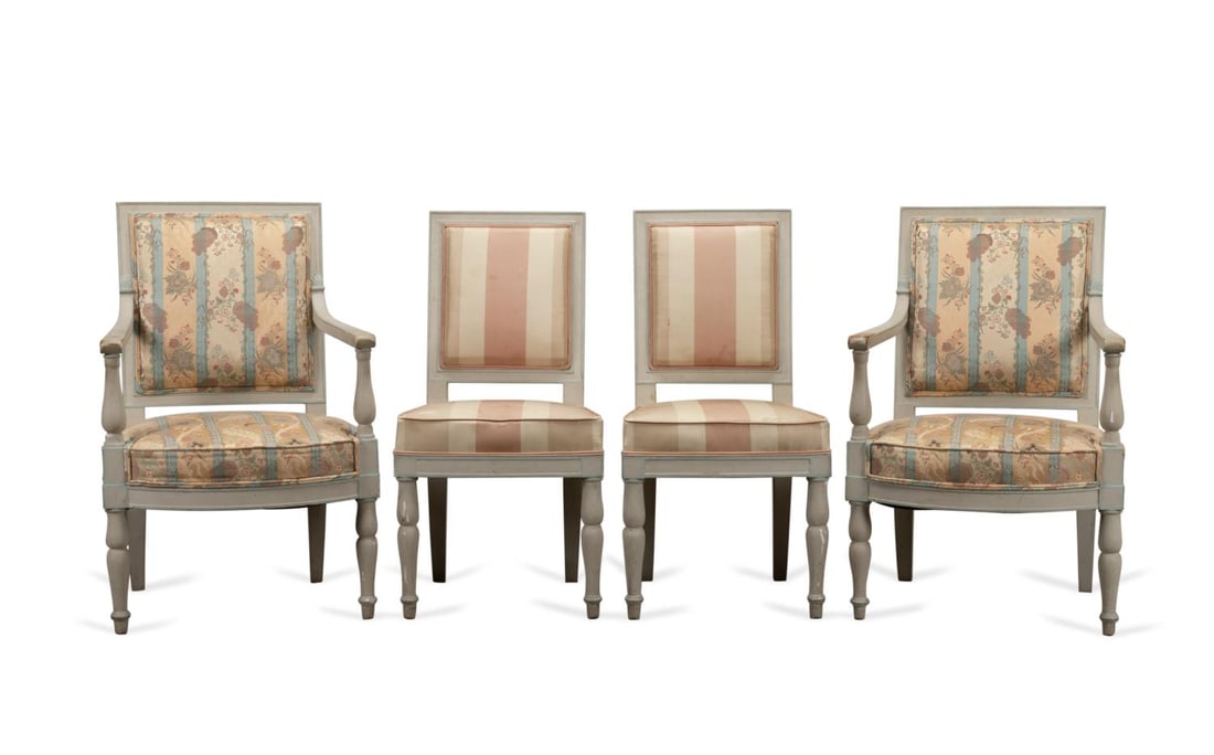 4 NAPOLEON III GRAY PAINTED & UPHOLSTERED CHAIRS (1 of 11)