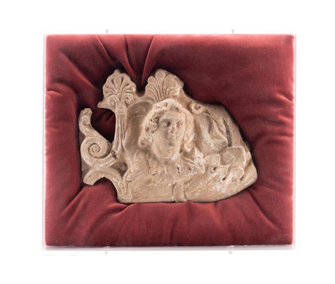 ANCIENT TERRACOTTA FRAGMENT IN SHADOWBOX (1 of 4)