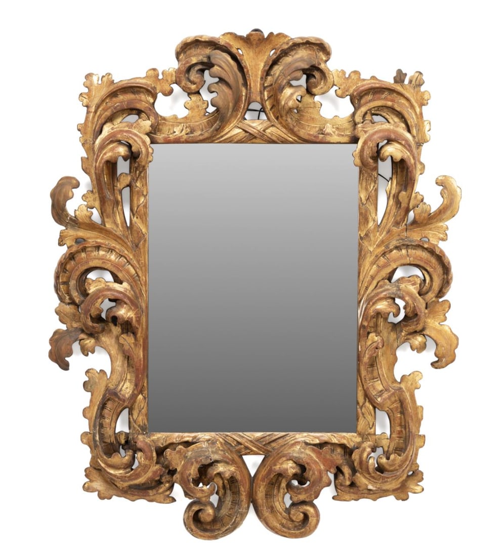 ITALIAN BAROQUE STYLE GILTWOOD MIRROR, 18TH/19TH C (1 of 3)