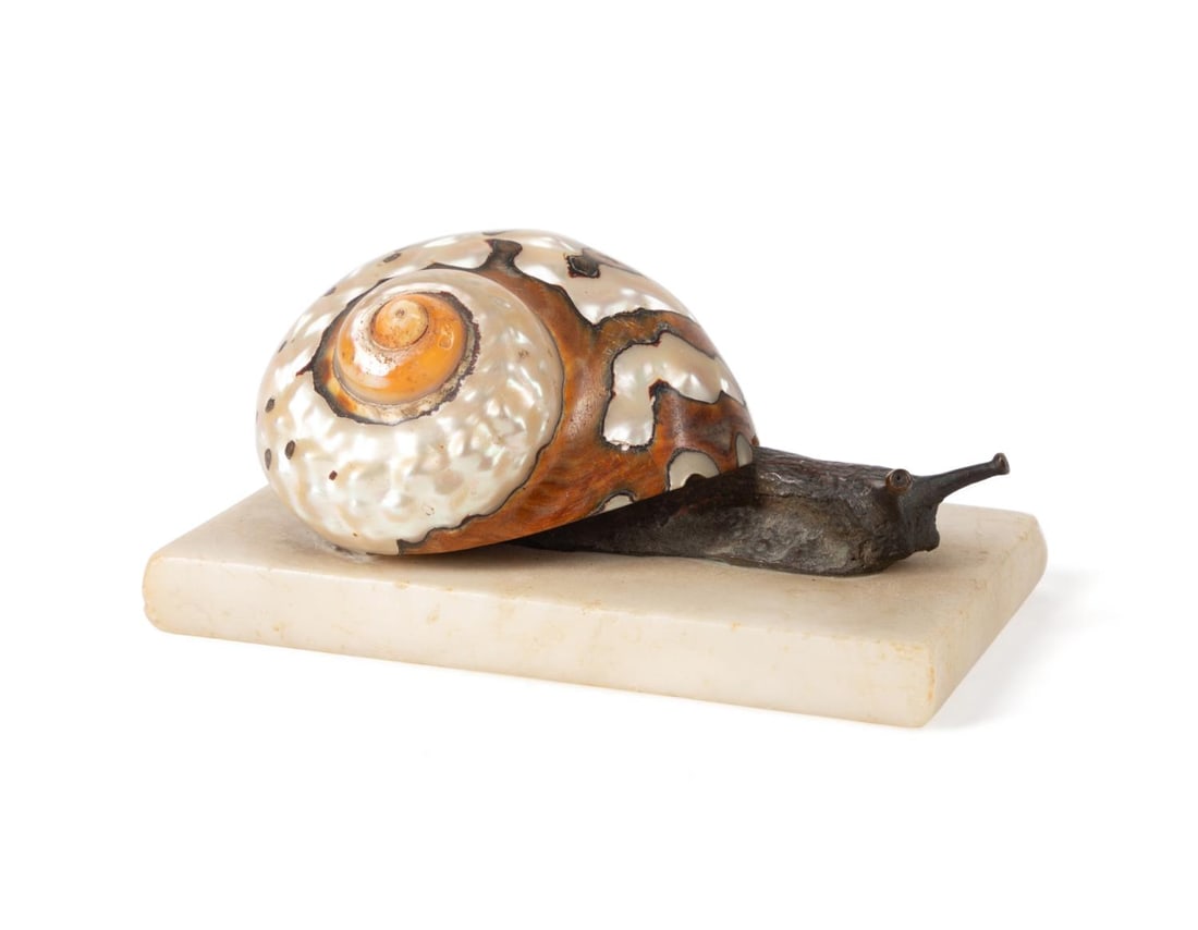 BRONZE SNAIL W/ AFRICAN TURBO SHELL (1 of 6)