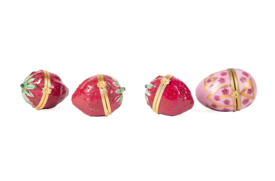 FOUR TIFFANY & CO. LIMOGES STRAWBERRY & EGG BOXES (1 of 9)