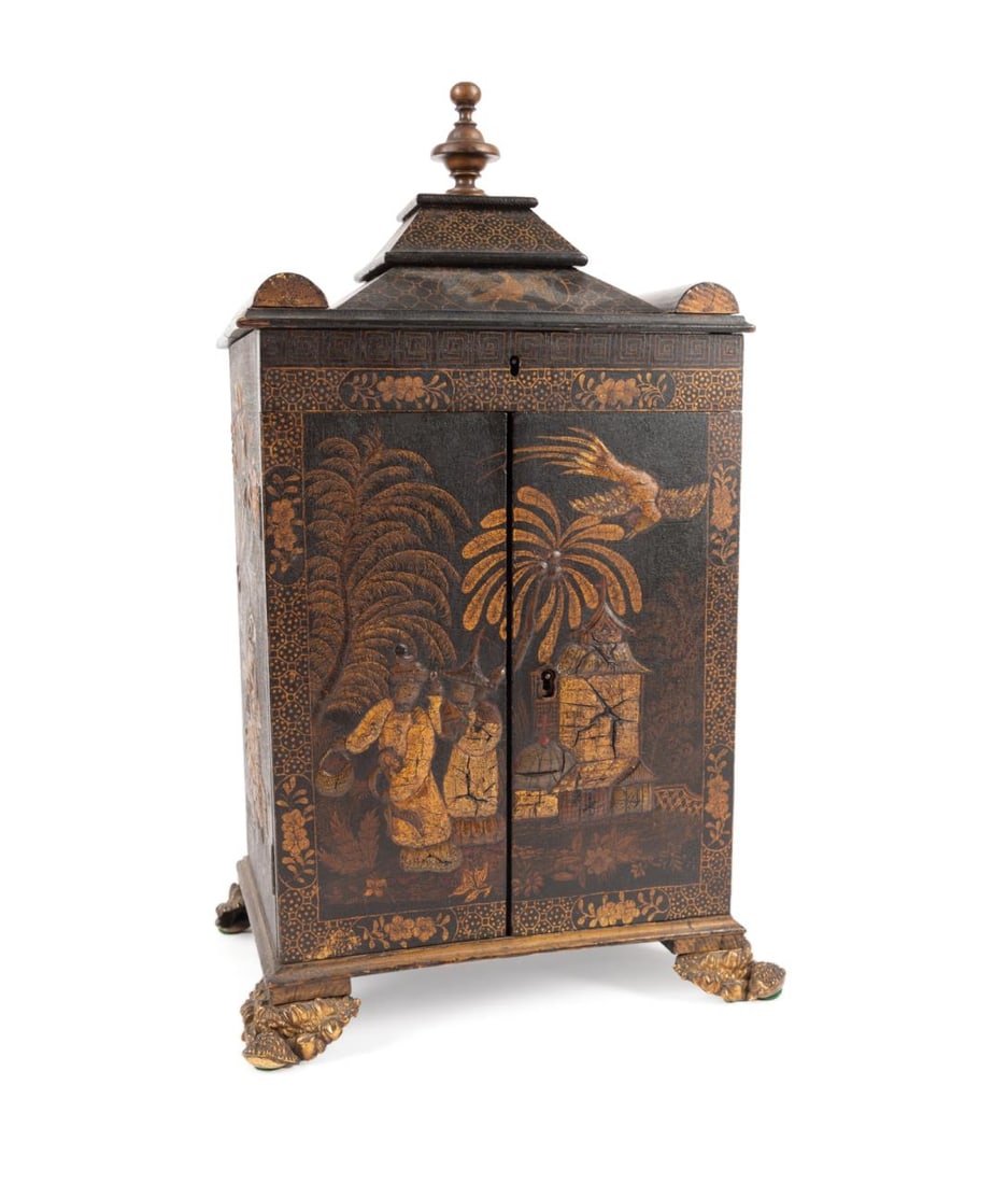 19TH C. ENGLISH LACQUERED & JAPANNED CABINET (1 of 11)