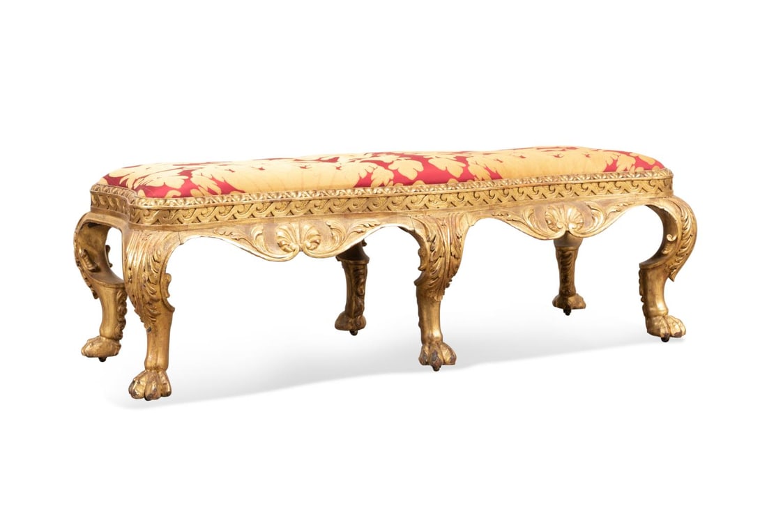 18TH/19TH C. IRISH CHIPPENDALE GILTWOOD BENCH (1 of 9)