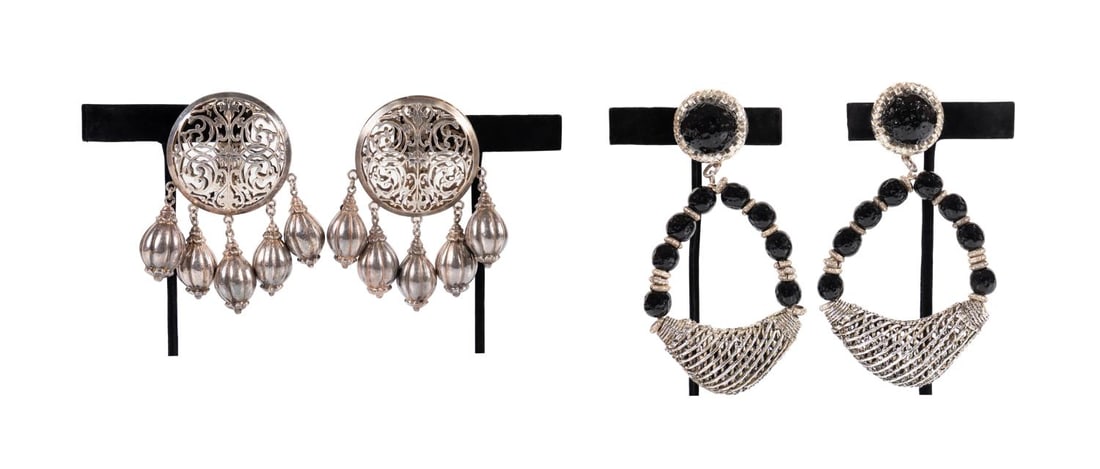 TWO PAIRS VINTAGE DOMINIQUE AURIENTIS EAR CLIPS (1 of 9)