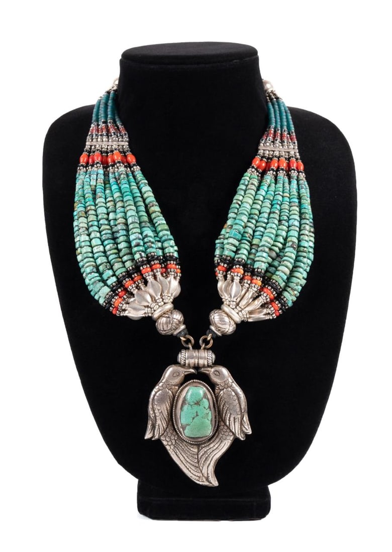 MASHA ARCHER TURQUOISE & GLASS BEADED NECKLACE (1 of 10)