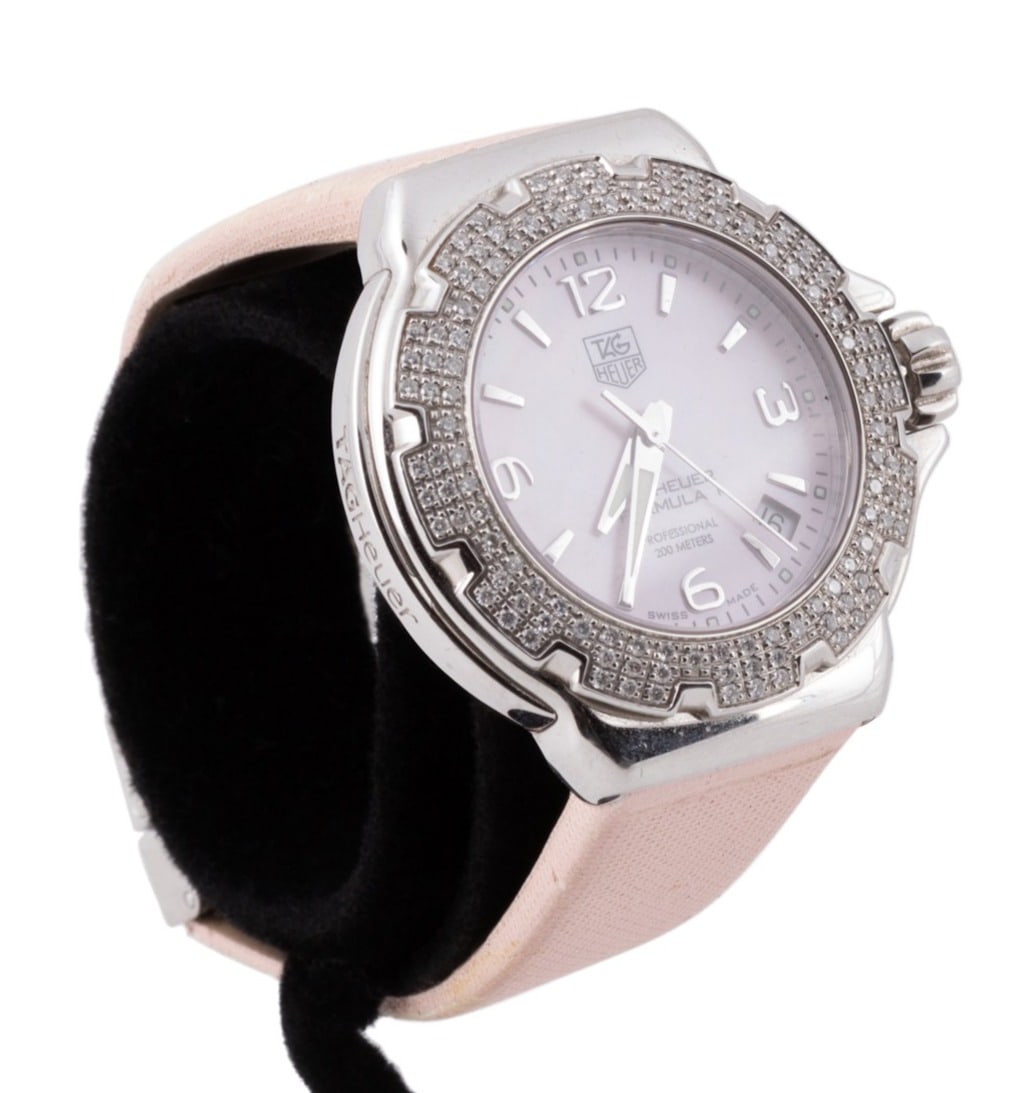 TAG HEUER PINK 'FORMULA 1' WATCH W/ DIAMOND BEZEL (1 of 9)