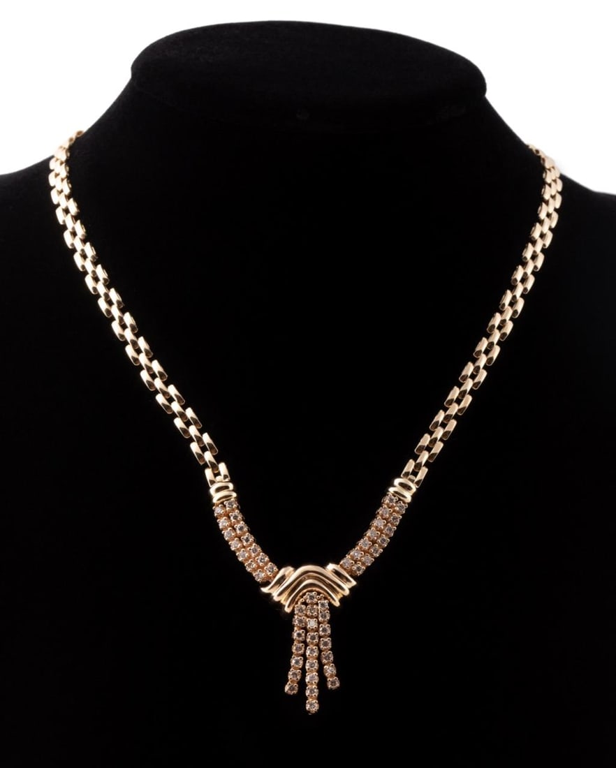 DIAMOND AND 14K YELLOW GOLD TASSEL NECKLACE (1 of 8)