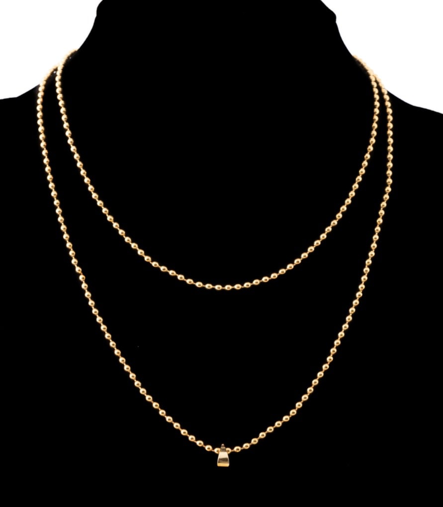 22K YELLOW GOLD BEADED CHAIN W/ BALE, 32" (1 of 4)
