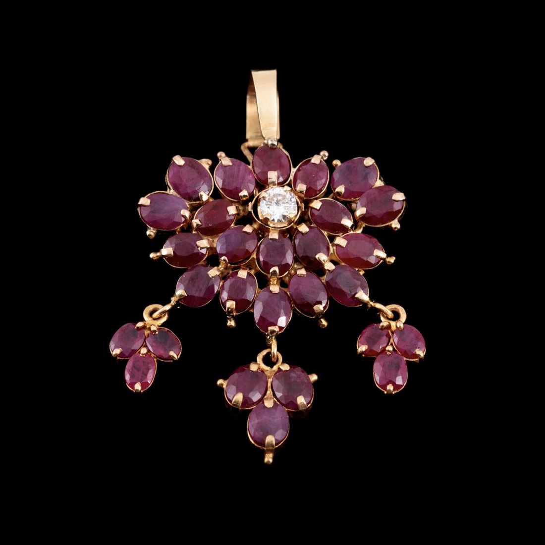 RUBY, DIAMOND & 18K CHANDELIER PENDANT (1 of 2)
