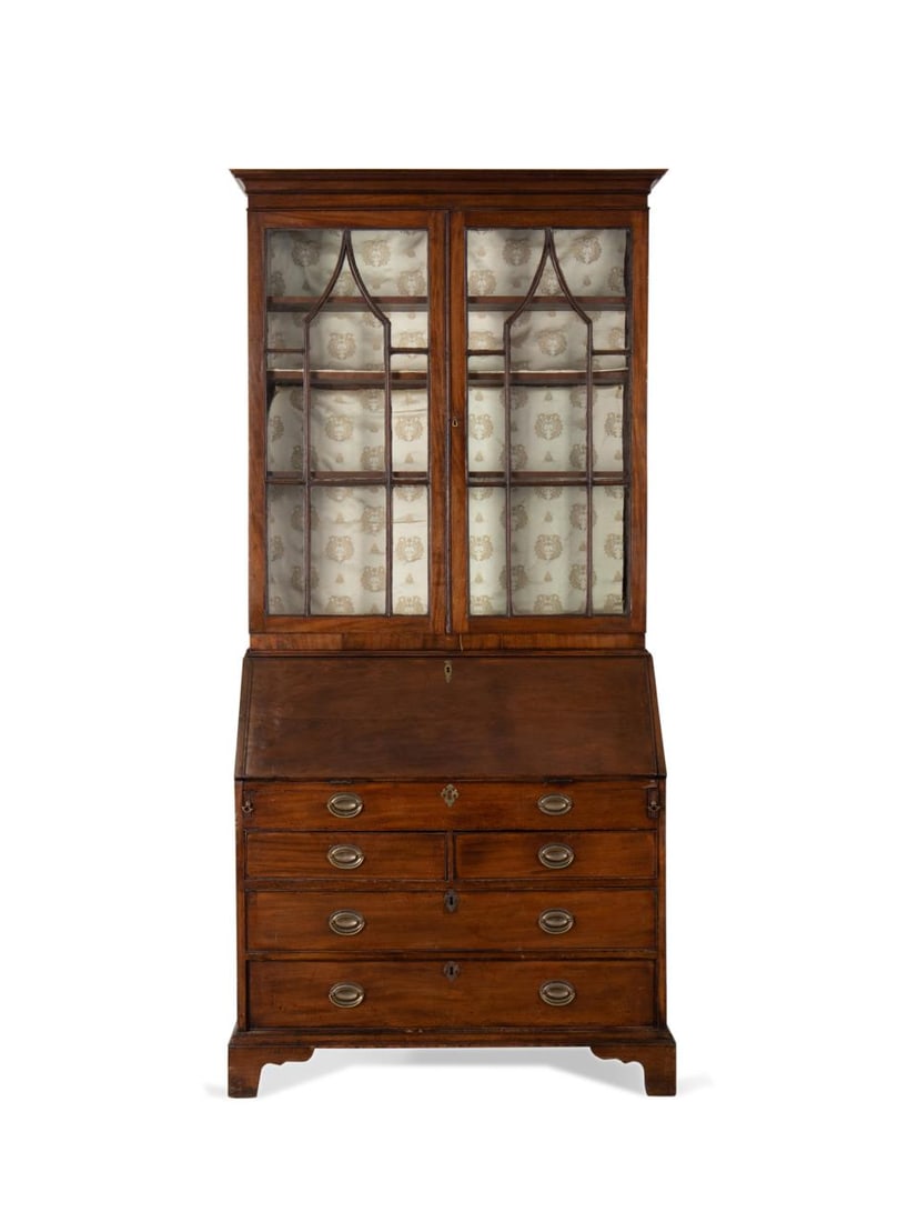 GEORGE III MAHOGANY BUREAU BOOKCASE, C. 1800 (1 of 7)