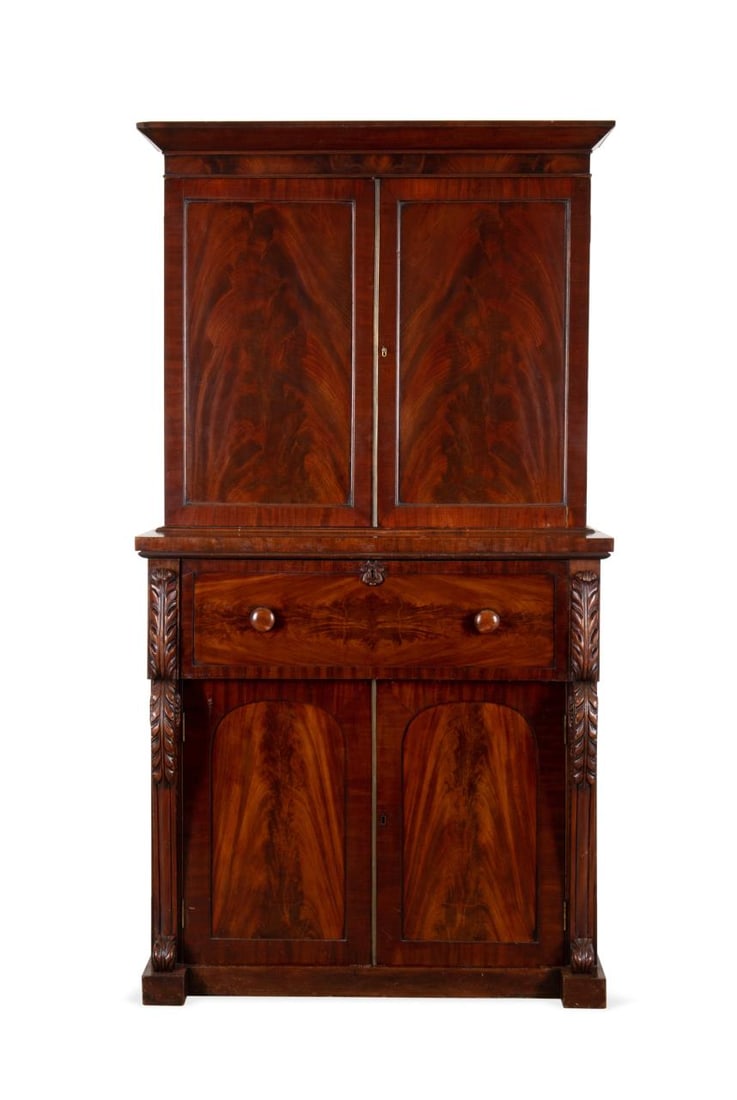 WILLIAM IV MAHOGANY SECRETARY BOOKCASE, 19TH C. (1 of 6)