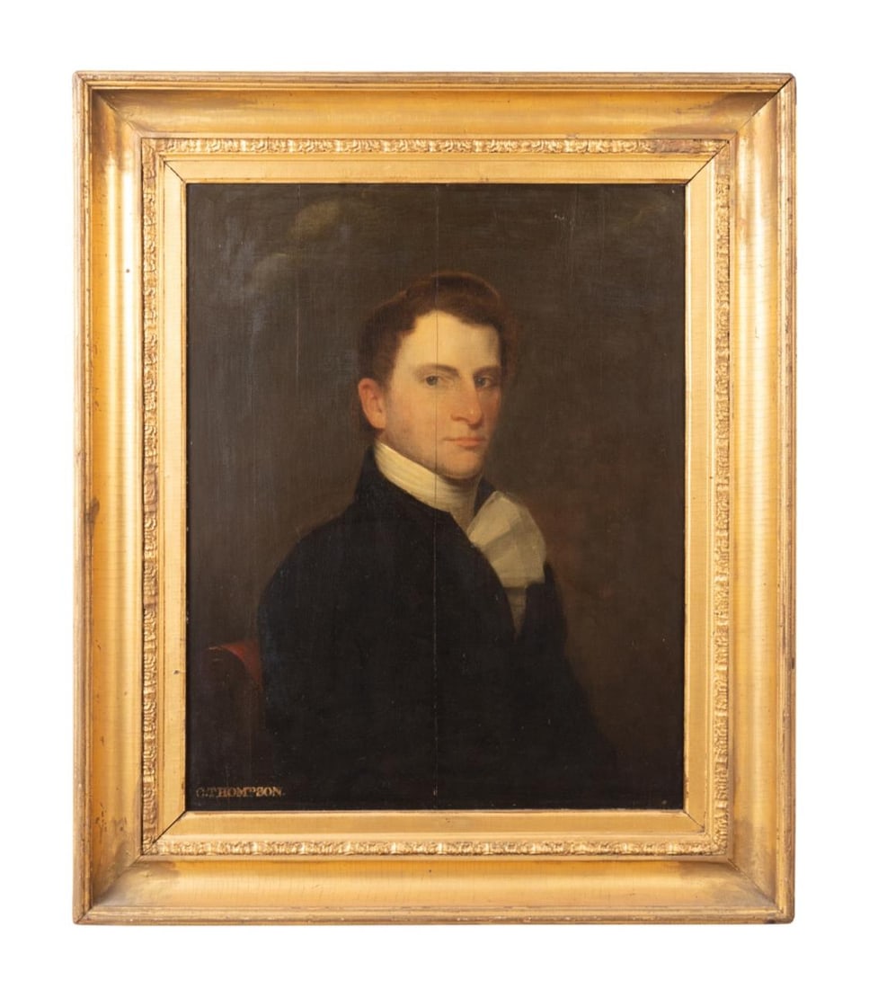 C. THOMPSON, PORTRAIT OF A GENTLEMAN, OIL ON PANEL (1 of 5)