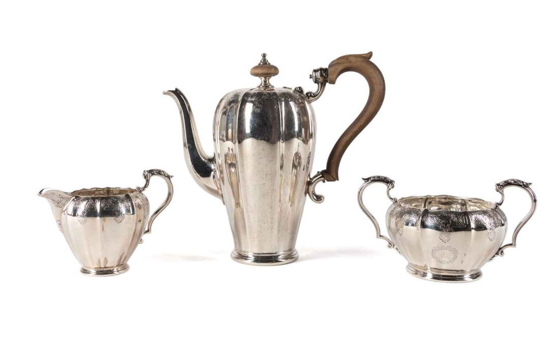 3PCS GEORGE V STERLING INDIVIDUAL COFFEE SERVICE (1 of 12)