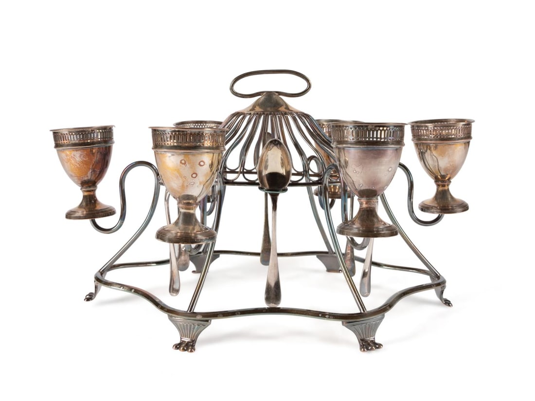 13PCS SHEFFIELD SILVERPLATE EGG CRUET WITH SPOONS (1 of 6)