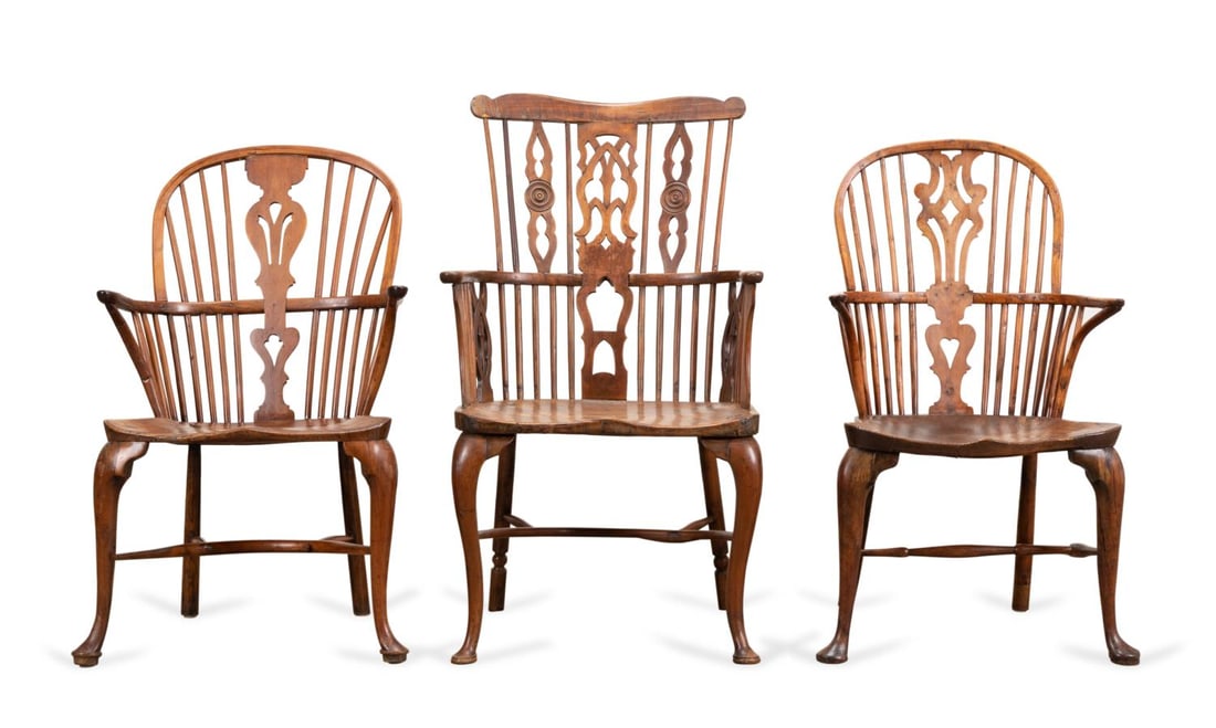 THREE ENGLISH OAK & ELM WINDSOR CHAIRS (1 of 5)