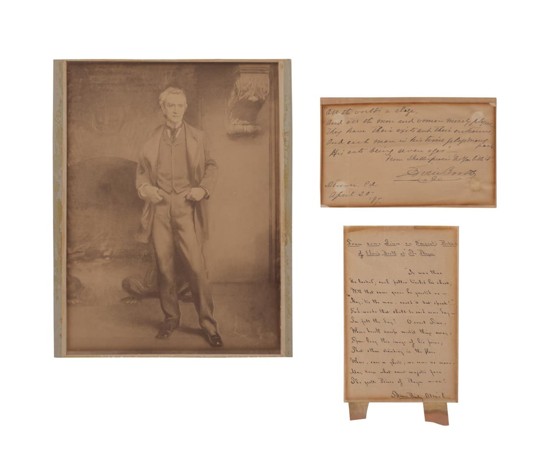 3PCS EDWIN BOOTH SIGNATURE, PRINT, AND LETTER (1 of 6)