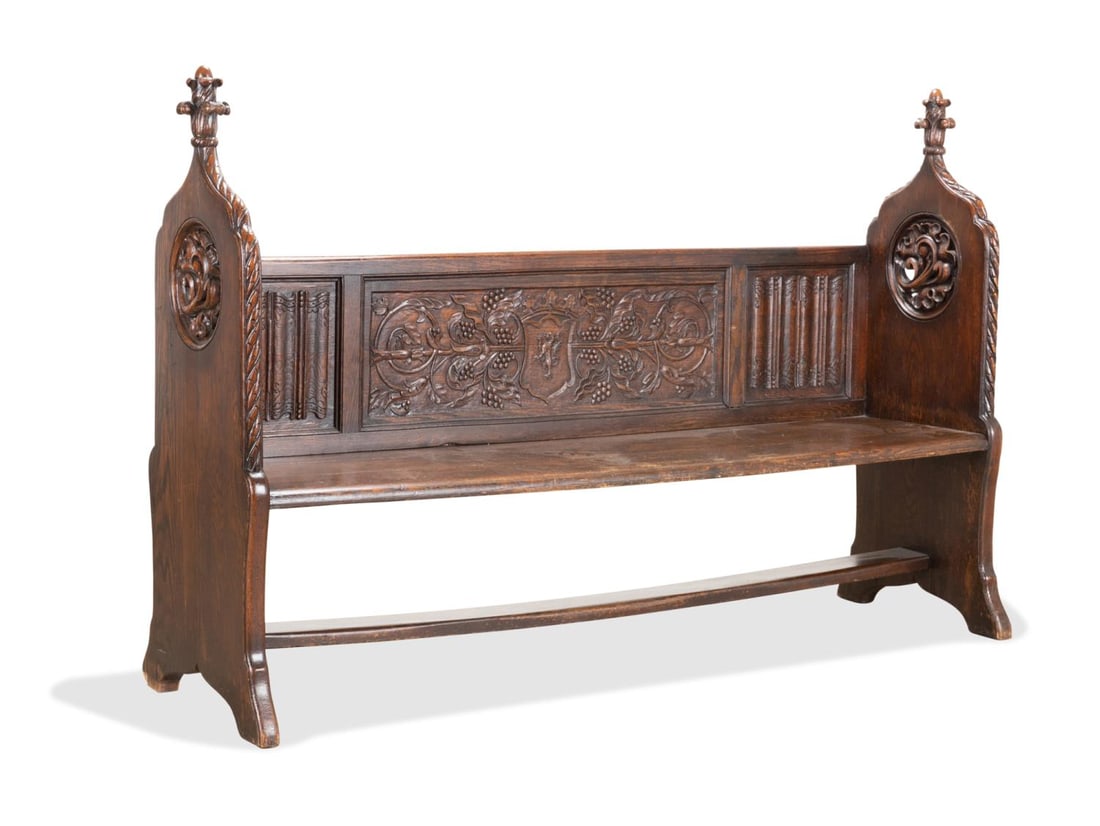 GOTHIC REVIVAL OAK CHURCH PEW, 19TH/20TH C. (1 of 9)