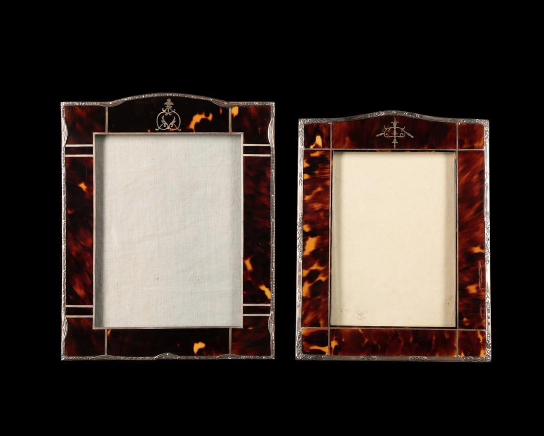 TWO ENGLISH SHELL & STERLING PICTURE FRAMES (1 of 7)