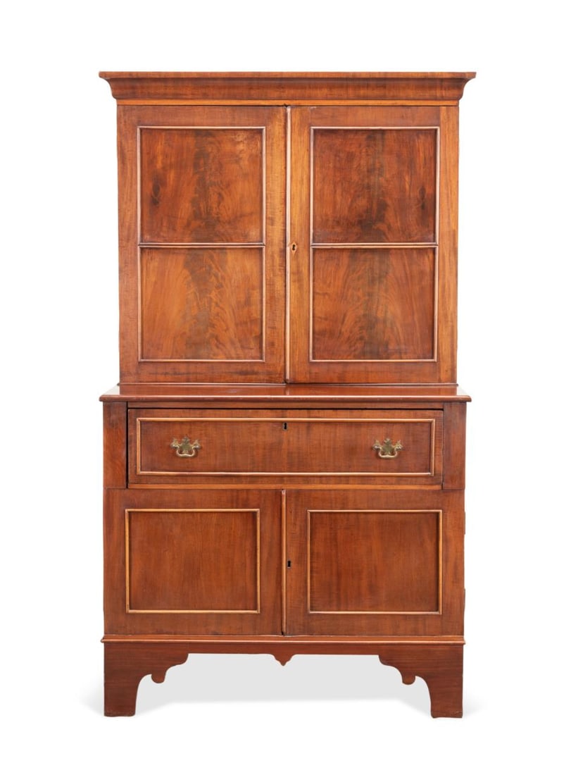 GEORGIAN STYLE MAHOGANY STEP BACK CABINET (1 of 6)