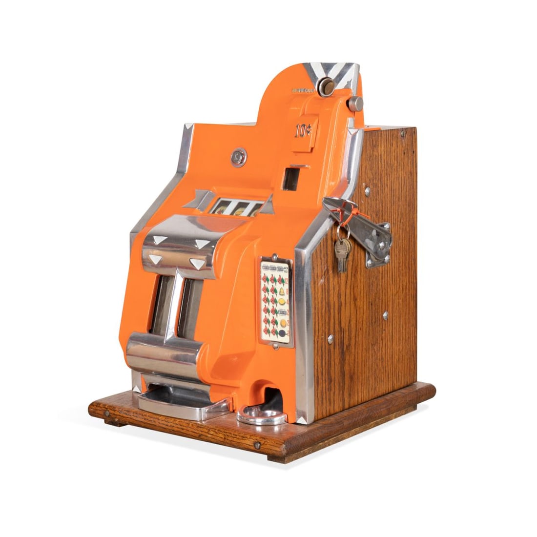 MILLS CHEVRON QT DIME SLOT MACHINE, WORKING (1 of 8)