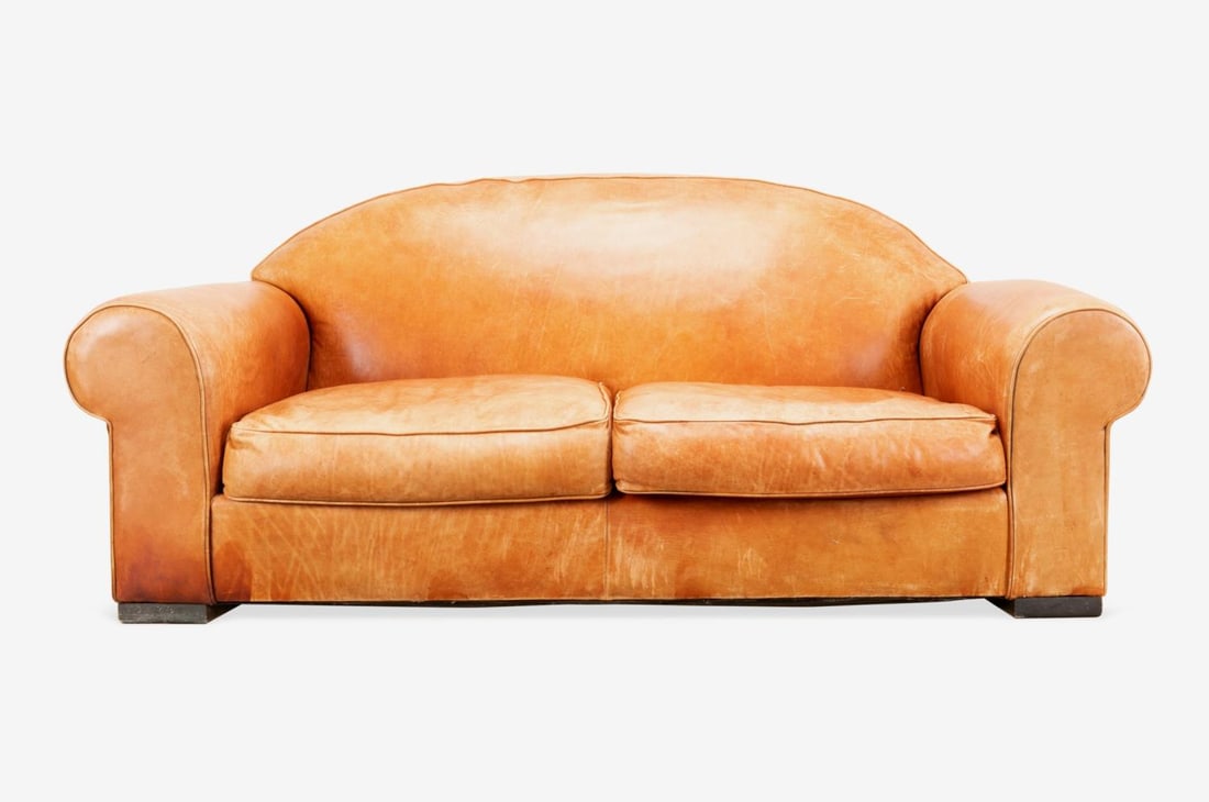 RALPH LAUREN BROWN TWO SEAT LEATHER SOFA (1 of 7)