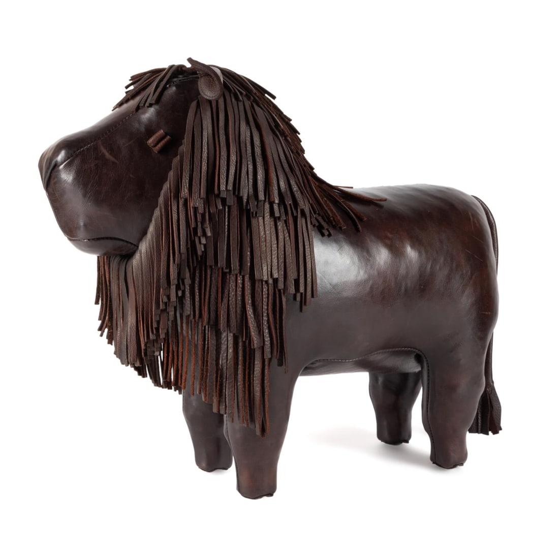 OMERSA LEATHER LION FOOTSTOOL (1 of 5)