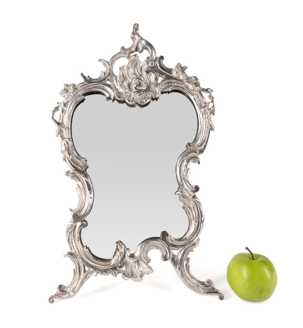 LOUIS XV STYLE SILVERPLATE VANITY MIRROR (1 of 5)