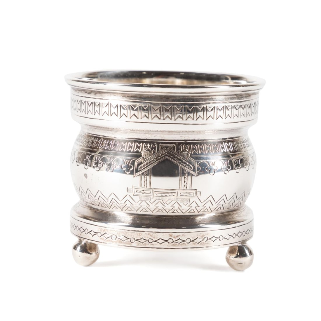 RUSSIAN 84 SILVER ENGRAVED FOOTED CUP, 1890 (1 of 6)