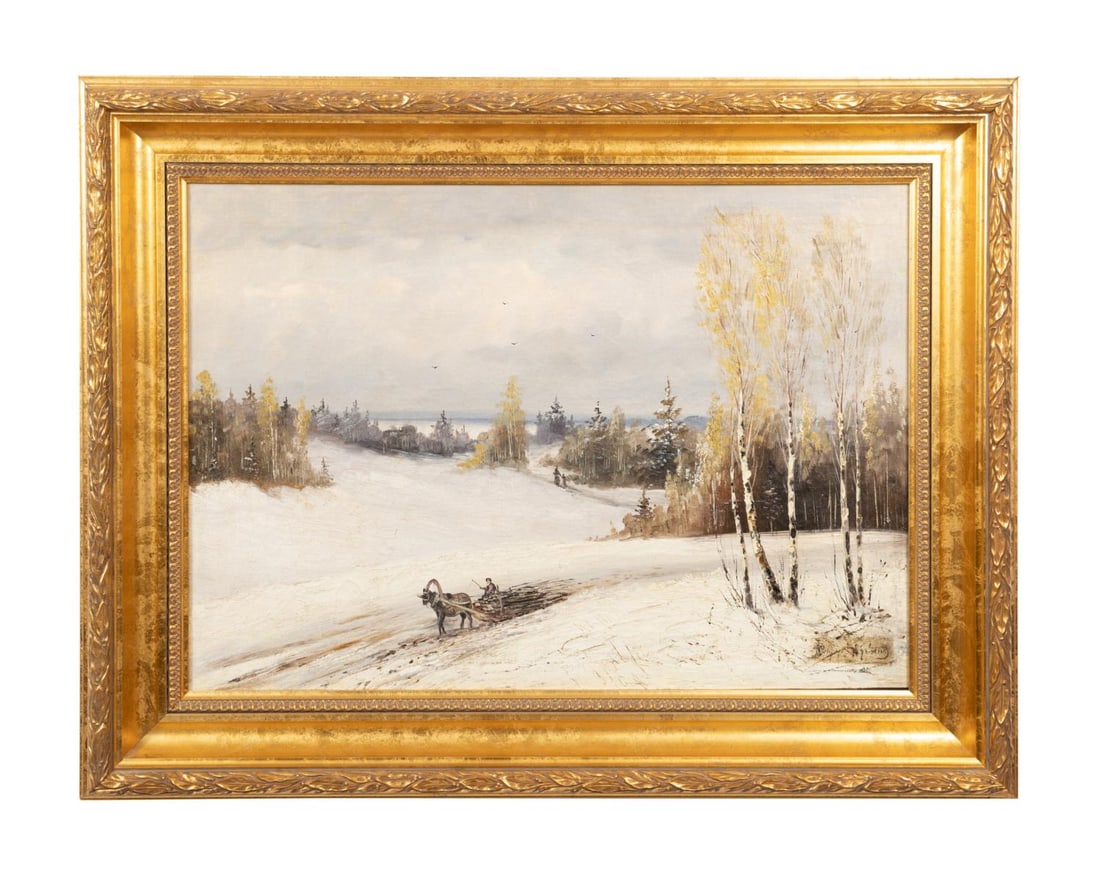 SVETOSLAVSKY 'WINTER JOURNEY' SNOWY LANDSCAPE O/C (1 of 5)
