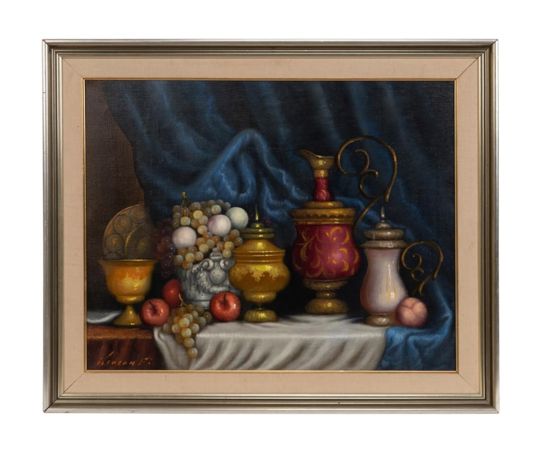 PETER KLOTON UNTITLED STILL LIFE WITH GRAPES, O/C (1 of 5)